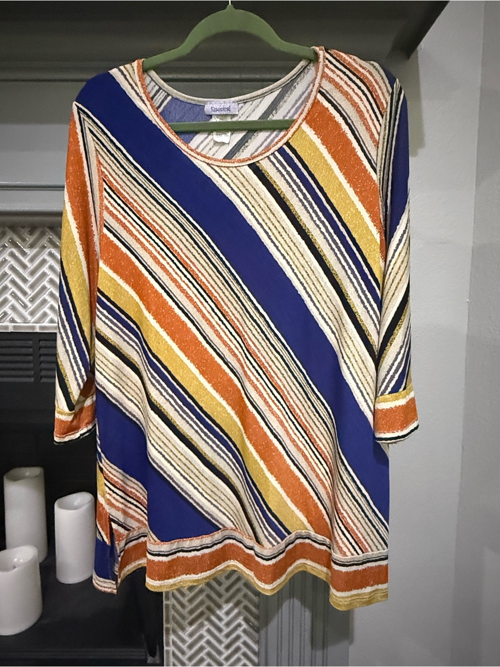 Bright Multi-Stripe Blue & Orange Women's Top